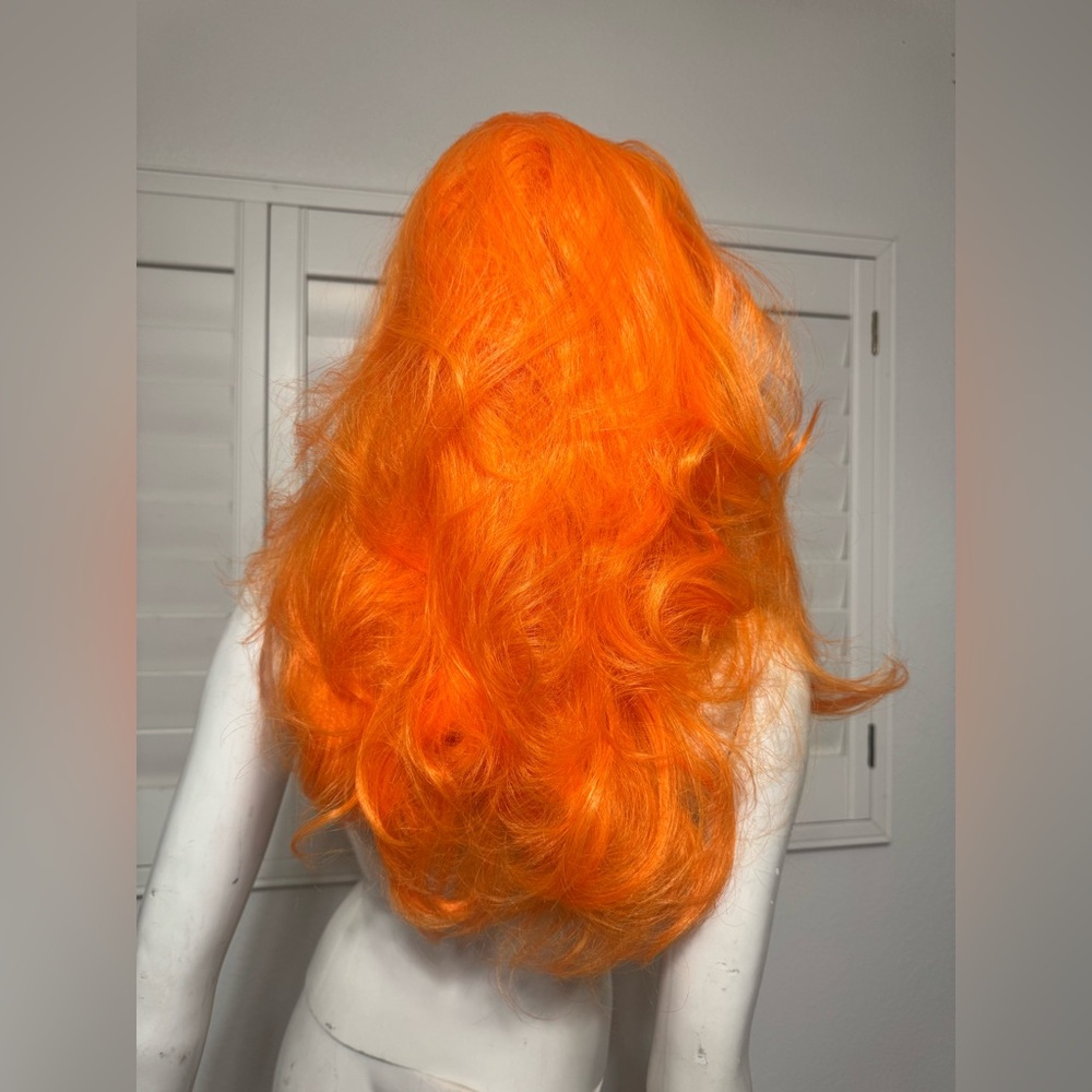 New orange wig hair extensions festival rave costume